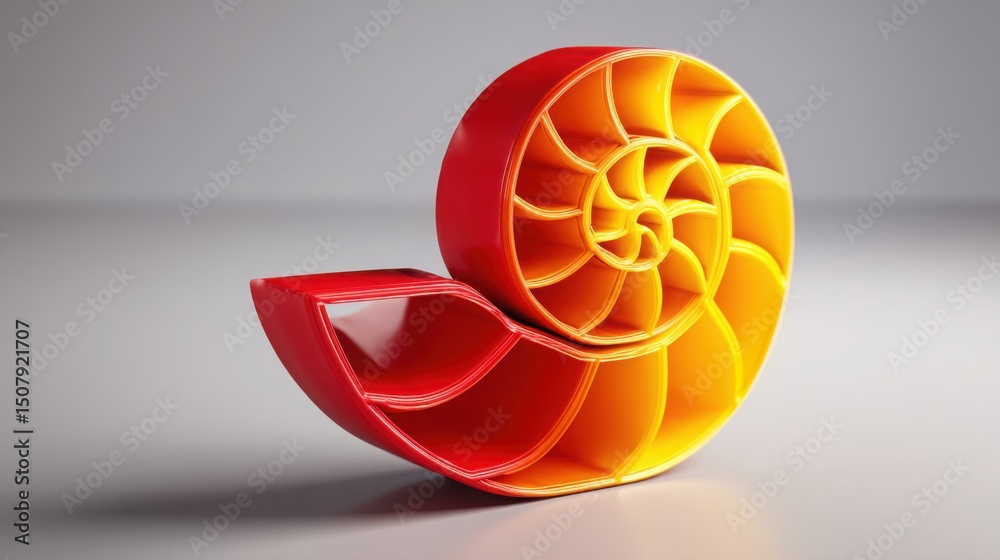 Poster stylish fan on grey background with fibonacci heatmap mapping concept illustrating modern design aes
