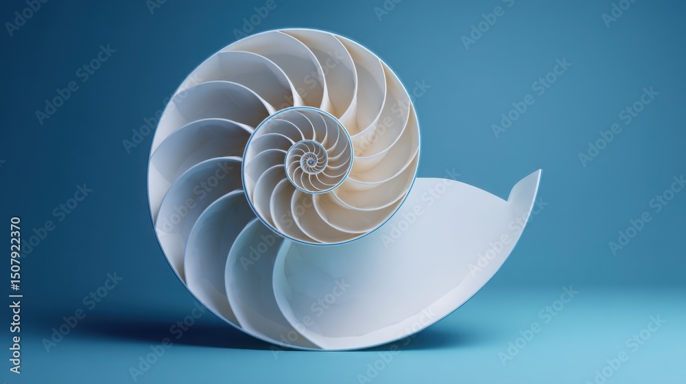 Poster natural nautilus reflecting the fibonacci spiral in its intricate layers and patterns from nature's 