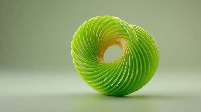 Green and yellow spiral object symbolizing profit allocation strategies with fibonacci design elements for business