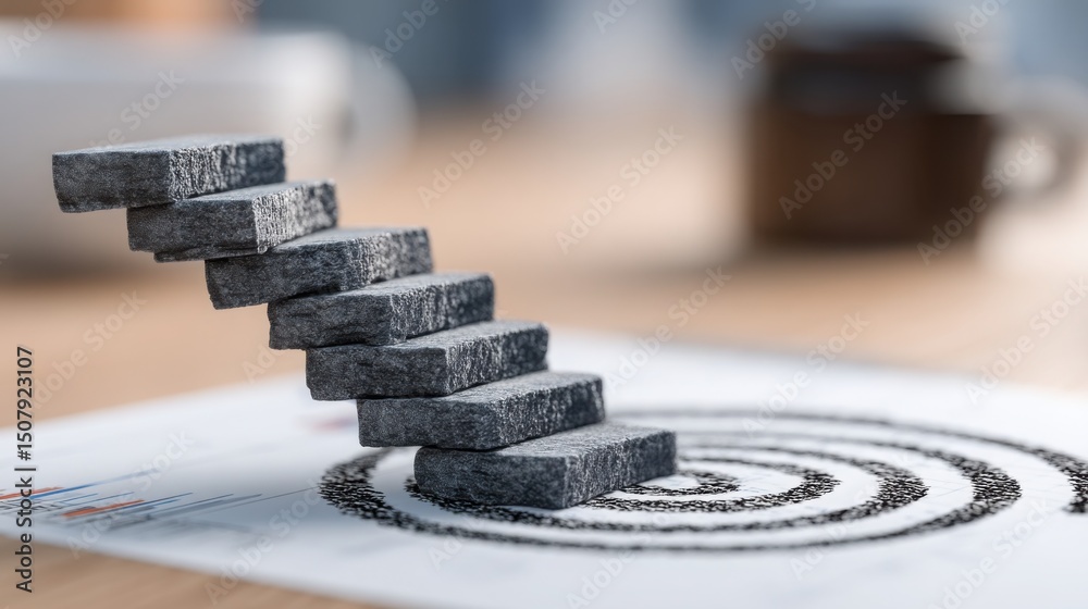 Poster modern stack of blocks featuring a spiral design depicting the fibonacci trend projection icon conce