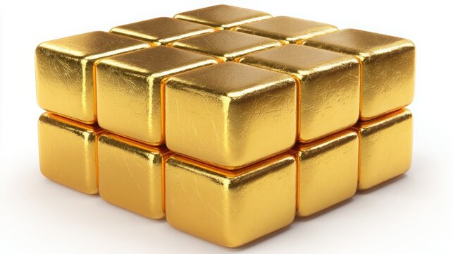 Singular gold cube portraying wealth and stability within a balanced investment framework for financial security