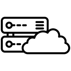 Cloud server outline icon. Simple vector icon design in outline style. Editable vector format