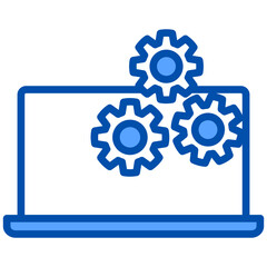 Laptop blue color icon. Simple vector icon design in blue color style. Editable vector format
