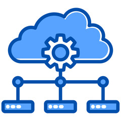 Cloud storage blue color icon. Simple vector icon design in blue color style. Editable vector format