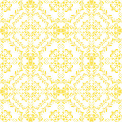 Classic Gold Damask seamless pattern, Vintage design, element style, flower ornament, Luxury Ornamental lace tracery, wallpaper, Flower gold background, Vector Illustration for Elegant Textile Design
