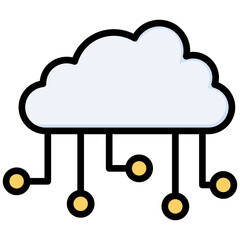 Cloud computing lineal color icon. Simple vector icon design in lineal color style. Editable vector format