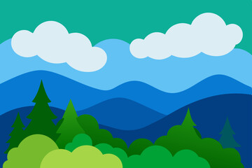 landscape with mountains and clouds