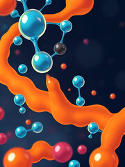 Create an illustration of an enzyme catalyzing a biochemical reaction with substrate molecules