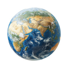 Detailed Earth Globe with Transparent Background and Vibrant Colors