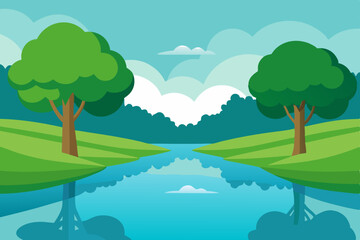 Fototapeta premium landscape with trees and clouds