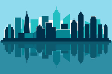 Obraz premium chicago skyline with reflection