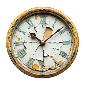 Vintage Wall Clock with Cracked Face and Old Paint Detail