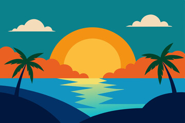 Obraz premium vector illustration of a tropical island