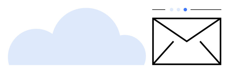 Blue cloud icon and minimalist email envelope interface symbolizing online communication and storage. Ideal for digital cloud service, email marketing, networking, data security, digital
