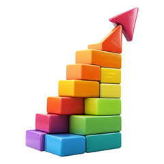 Obraz premium Colorful Building Blocks with Arrow on Transparent Background