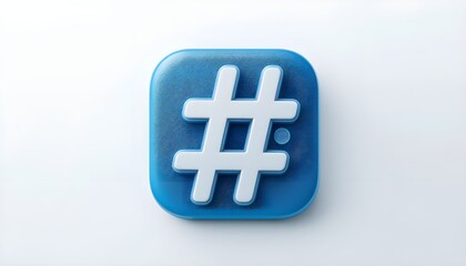 3D Hashtag Icon in Blue &ndash; Social Media Symbol for Digital Marketing, Networking, and UI Design Concepts

