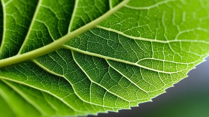 Fototapeta premium Detailed leaf structure showcasing intricate veins and texture