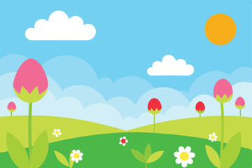 Fototapeta premium spring landscape with flowers background 