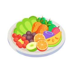 Healthy Food Plate with Fruits, Vegetables