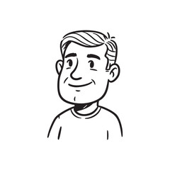 Outlined Illustration of a Smiling Man  Vector Avatar for Profile Pictures and Websites