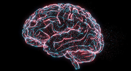 Abstract Glowing Human Brain Neural Network AI Artificial Intelligence Technology Concept