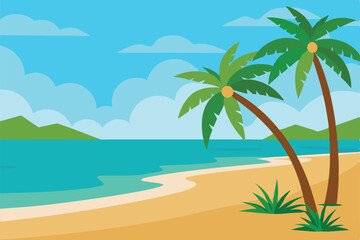 Fototapeta premium tropical beach with palm trees background 