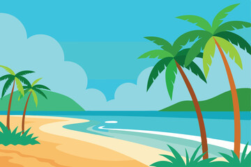 Fototapeta premium tropical beach with palm trees