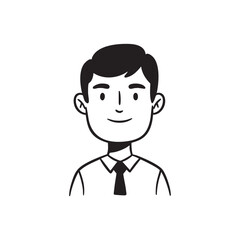 Simple Outline Illustration of a Man Profile Avatar Icon
