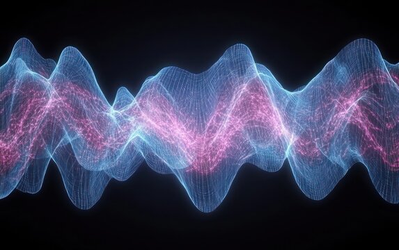 Abstract wave pattern of glowing particles