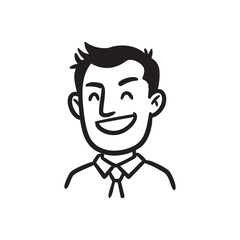 Happy Man Avatar Outline Vector Illustration for Profile, Website, and App Design