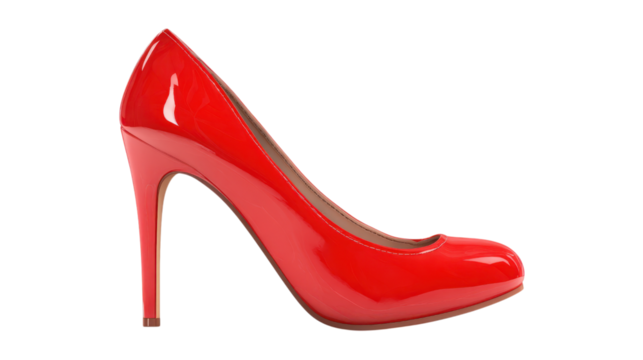 Elegant Red High Heel Shoe on Transparent Background