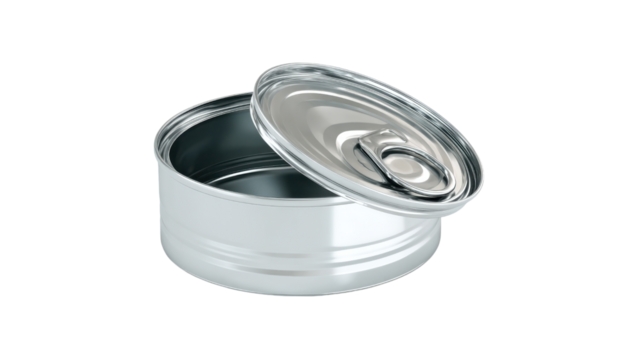 Open Silver Metal Food Can Isolated on Transparent Background - Powered by Adobe
