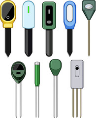 Fototapeta na wymiar soil moisture sensor set cartoon vector illustration