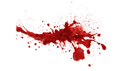 Dramatic Red Blood Splatter with Droplets on Transparent Background