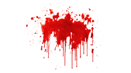 Realistic Blood Splatter with Drips on Transparent Background
