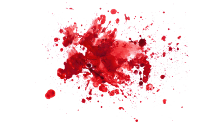Dramatic Red Blood Splatter and Drops on Transparent Background