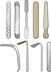 tongue depressor set cartoon vector illustration