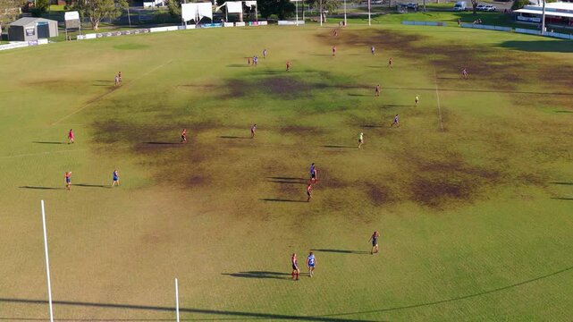 Aerial View of Australian Rules Football Match