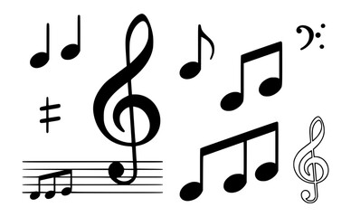 Music note vector silhouettes
