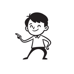 Happy Boy Cartoon Outline Illustration Vector EPS File