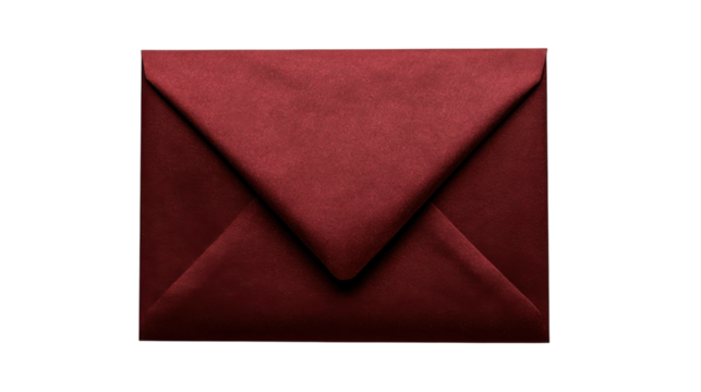 Burgundy Envelope Mockup for Invitation on Transparent Background