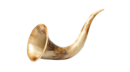 Antique Ram Horn Shofar Isolated on Transparent Background