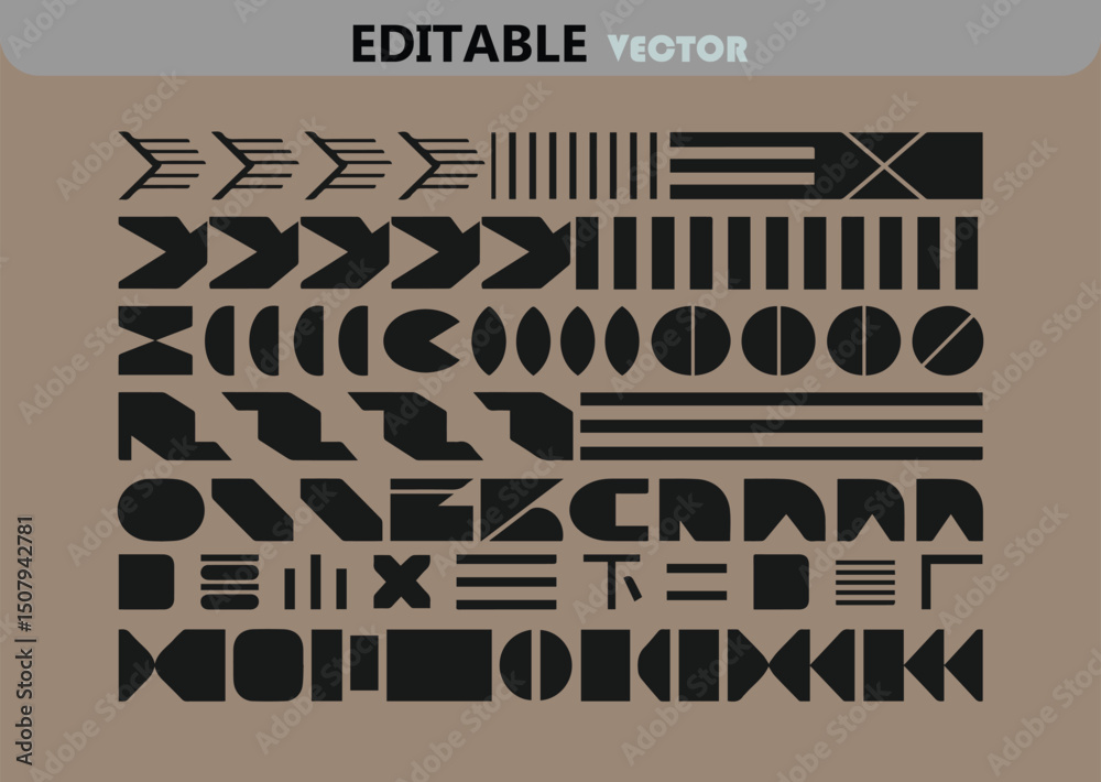 Poster abstract geometric shapes pattern black and beige vector design with line circle square triangle and
