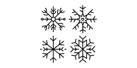 snowflakes icon line set isolated