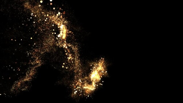 golden zigzag smooth line, gold particles, gold dust, loop border transparent video, motion background