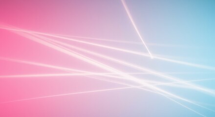 未来的な光の筋が交差するピンクと水色のグラデーション背景