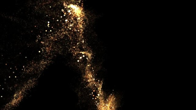 golden zigzag line, gold particles, gold dust, loop border transparent video, motion background