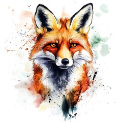 Obraz premium A vibrant, artistic illustration of a red fox head.