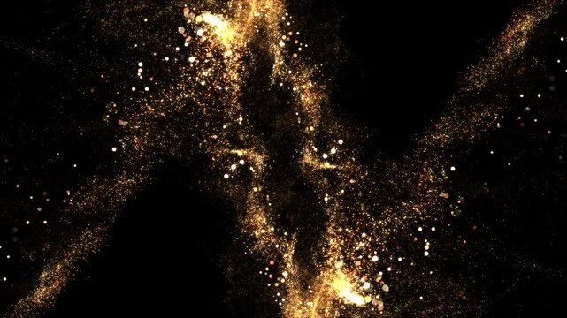 golden zigzag cross lines, gold particles, gold dust, loop border transparent video, motion background