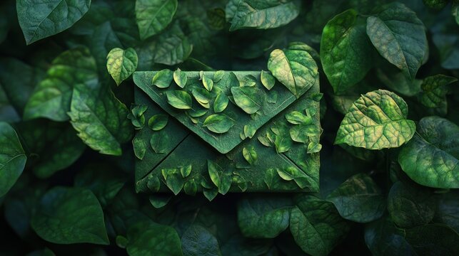 an eco-friendly message in the making illustrating the convergence of nature and digital communication symbolizing environmental awareness